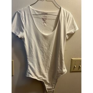 Pink Rose Short Sleeve Bodysuit - White